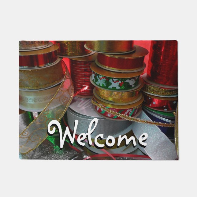 Tapete Spools de Férias de Natal Vermelho e Dourado (Frente)