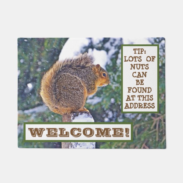 TAPETE SQUIRREL EM POSTO COM NEVE/PROCURANDO LOUCOS? (Frente)