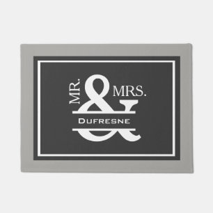 Tapete Sr. & Sra. personalizados Cinza Acolhimento