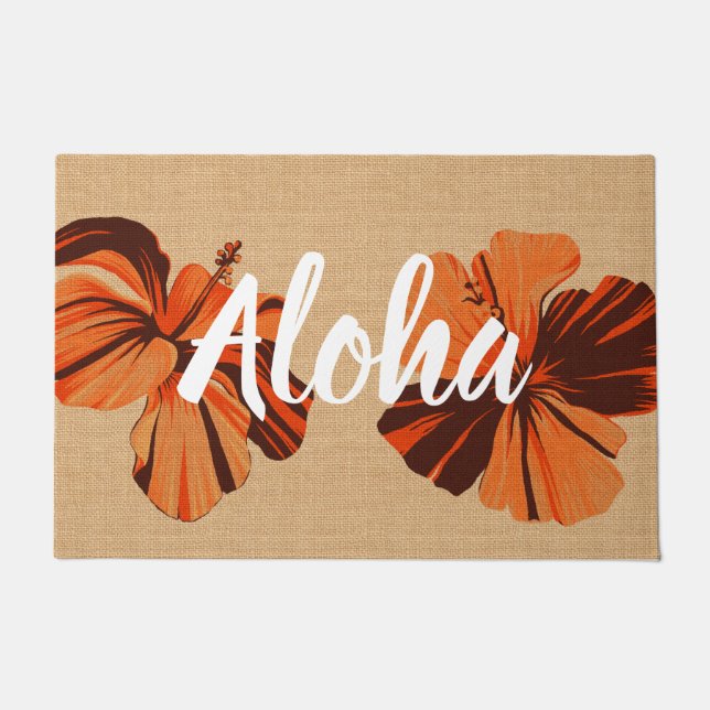 Tapete Streaky Hawaiian Hibiscus Orange Aloha (Frente)