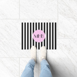 Tapete Stripes brancas e pretas, padrão riscado, monogram