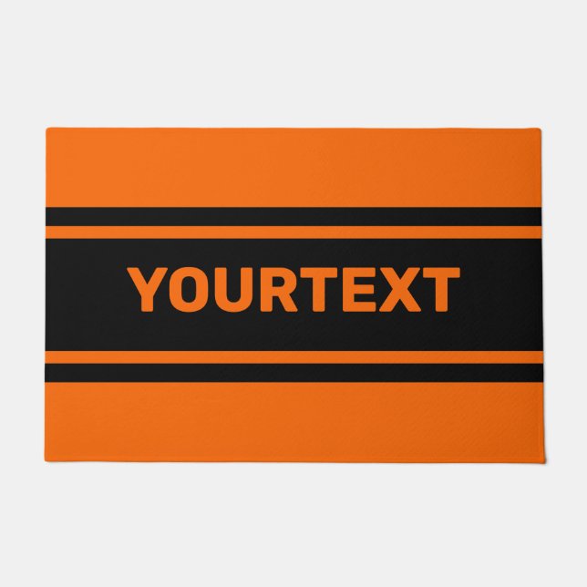 Tapete Stripes de Corrida Negra Laranja Personalizadas (Frente)