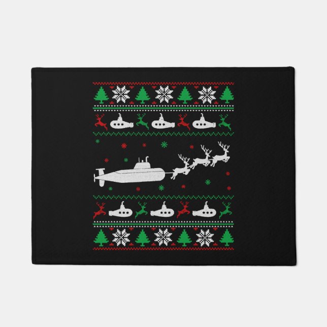 Tapete Submarino Submarino marinho Suéter de Natal Feio (Frente)