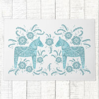 Sueco Dala Horse Teal Green e White Doormat