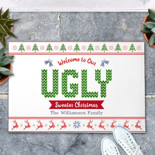 Tapete Suéter Feio de Natal Tricô Vermelho Verde Nórdico