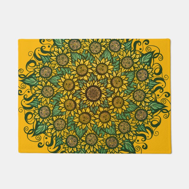 Tapete Sunflower Mandala Nature Lover Girassóis Floral (Frente)