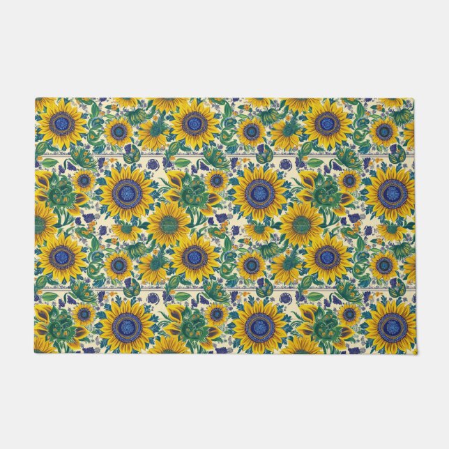 Tapete Sunflowers Ukrainian folk art Door Mat (Frente)