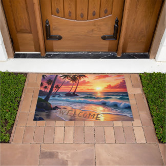 Tapete Sunset de praia tropical personalizado | Arte Cost
