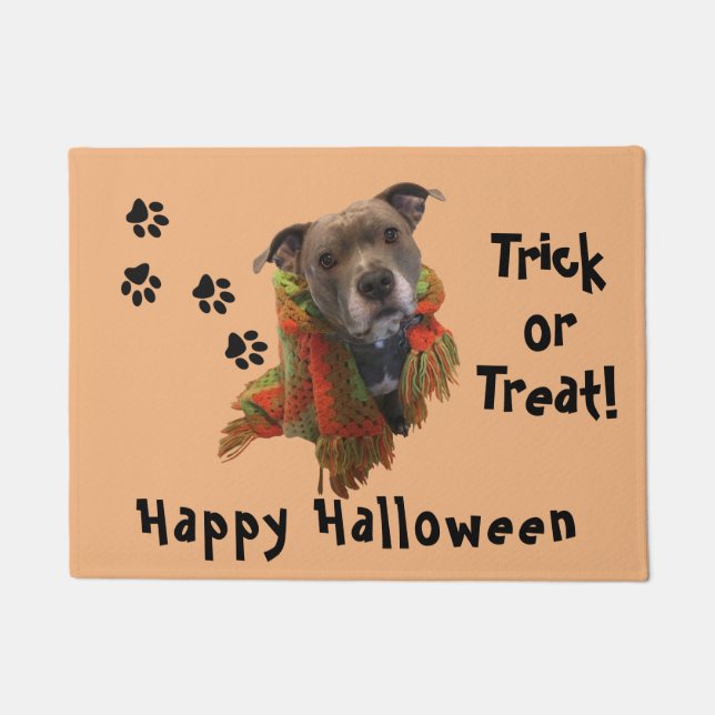 Tapete Super-herói Halloween Pitbull Door Mat (Frente)