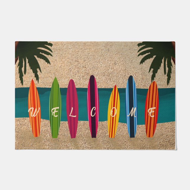 Tapete Surfing Lover Welcome Mat, Surfer Gift (Frente)