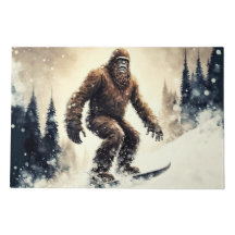 Surpreso Shaggy fazendo snowboard Bigfoot Sasquatc