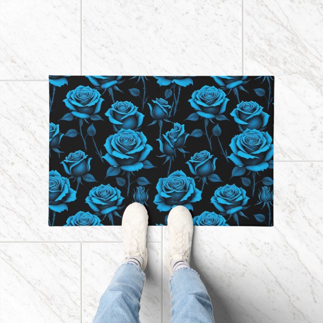 Tapete Surreal Neon Blue Roses (Interior)