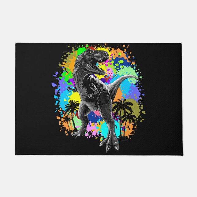 Tapete T-Rex Dinosaur Jurassic Reptile on Paint Stains (Frente)