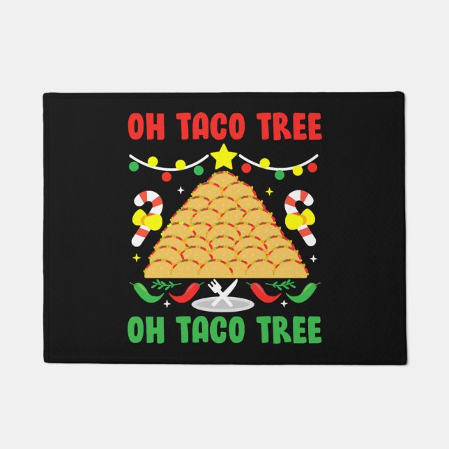 Tapete Taco Tree Comida mexicana Taco no Natal (Frente)