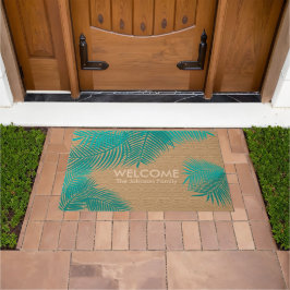 Tapete Tan Burlap com Folhas de Palma Teares