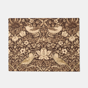 Tapete Tapeçaria Art Nouveau de Pássaro e Flor, Marrom Es