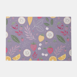 Tapete "Tapete de Porta com Frutas Roxas e Padrão Floral"