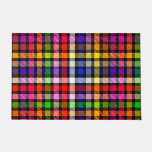 Tapete Tartan De Xadrez Flanel Multicolor A Preto