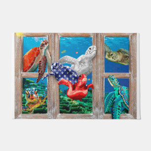 Tapete Tartarugas Do Mar Nadando Na Ideia De Decoração Da