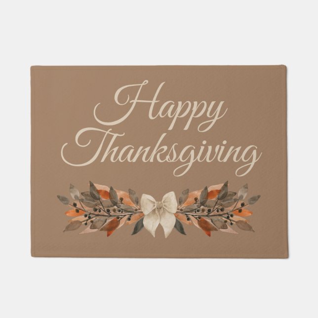 Tapete Taupe and Ivory “Happy Thanksgiving” Doormat (Frente)