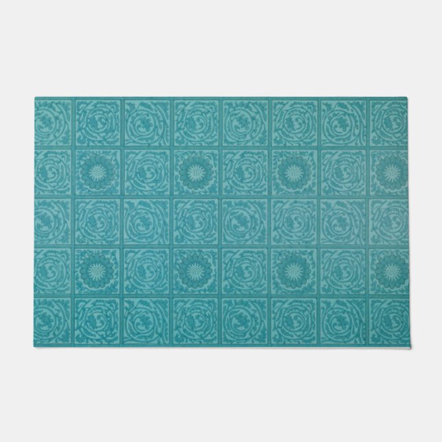 Tapete Teal Azulejo Pattern (por William Morris) (Frente)
