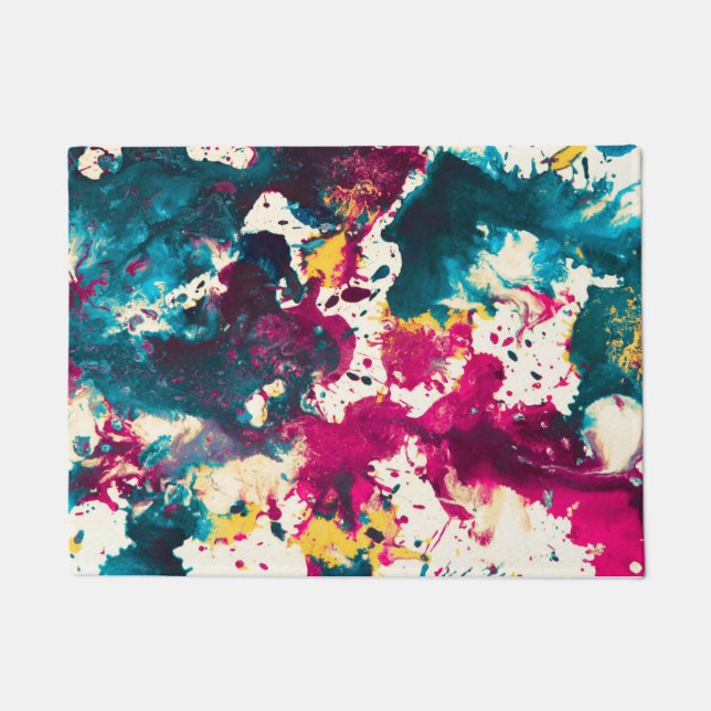 Tapete Teal de pintura e magenta com Abstrato colorida (Frente)