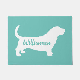 Tapete Teal e branco personalizados do Basset Hound