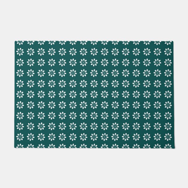 Tapete Teal Profundo da Retrora da Flor Mínima (Frente)