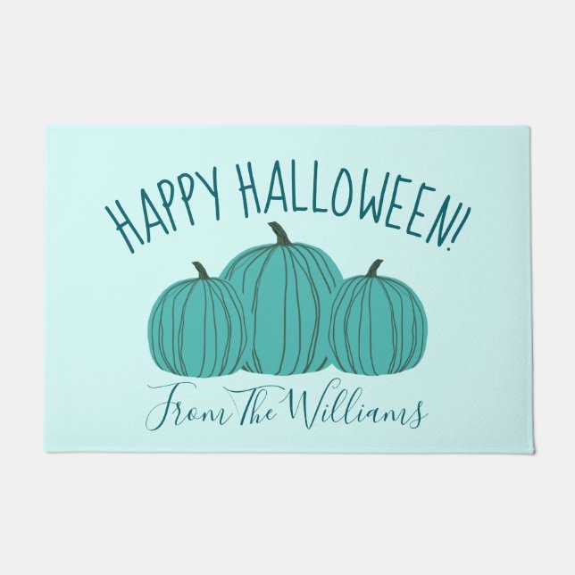 Tapete Teal Pumpkin Happy Halloween Doormat (Frente)