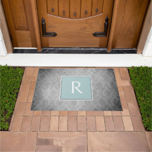 Tapete Teal Vintage Damask Monograma Doormat