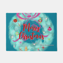 Teal Wreath Retro Natal