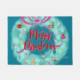 Tapete Teal Wreath Retro Natal