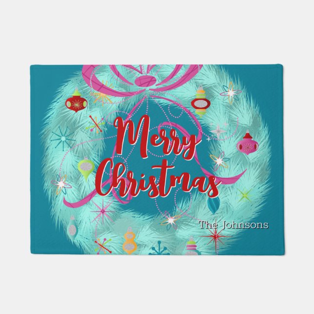 Tapete Teal Wreath Retro Natal (Frente)