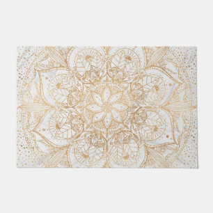 Tapete Tendência Dourada Floral Mandala Marble Design