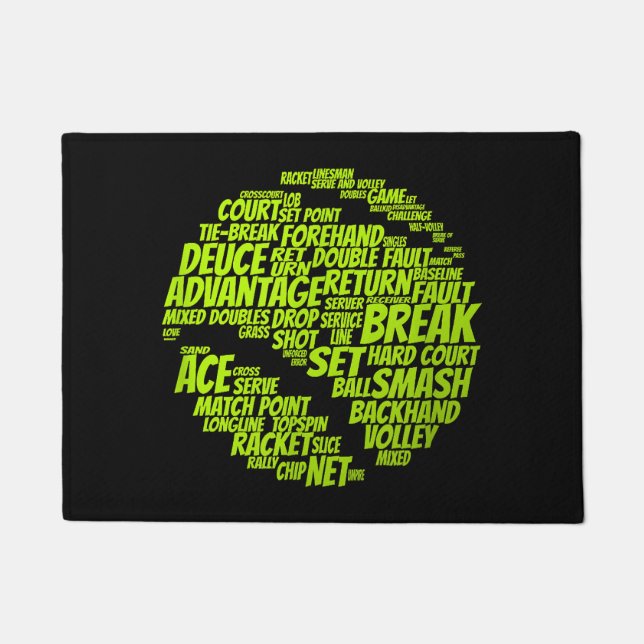 Tapete Tênis - Termos do Tênis Player Reproduzindo a esfe (Frente)
