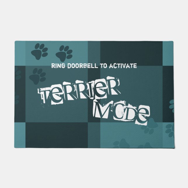 Tapete Terrier Mode Funny Dog Pawprint Dark Teal Cinza (Frente)