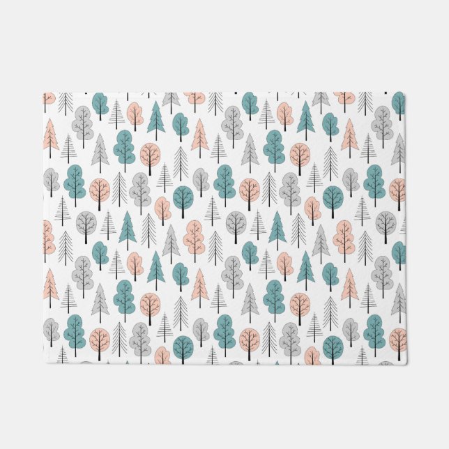 Tapete Teste padrão bonito da floresta do Doodle (Frente)