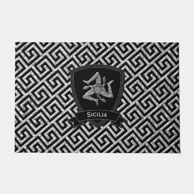 Tapete Teste padrão chave grego siciliano de Trinacria (Frente)