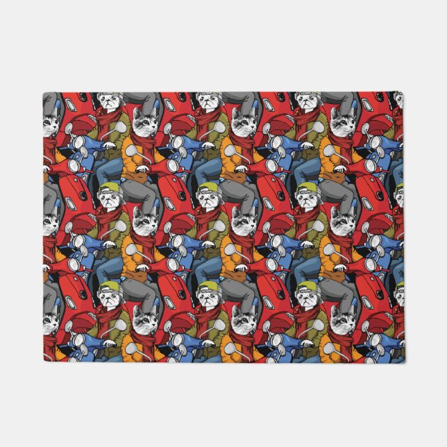 Tapete Teste padrão do patinete dos gatos & dos cães (Frente)