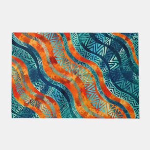 Tapete Teste padrão étnico tribal ondulado de Boho