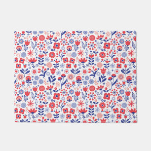 Tapete Teste padrão floral azul & coral
