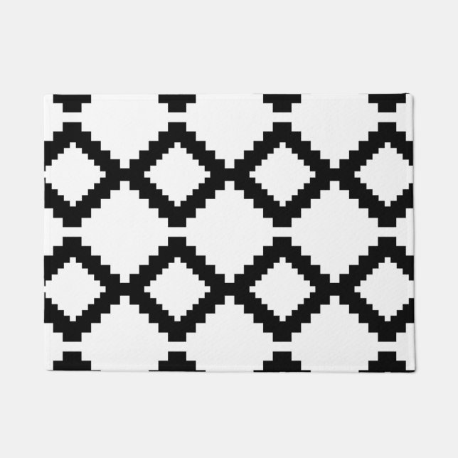 Tapete Teste padrão geométrico abstrato - preto e branco. (Frente)