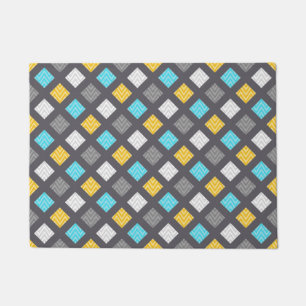 Tapete Teste padrão geométrico amarelo azul cinzento
