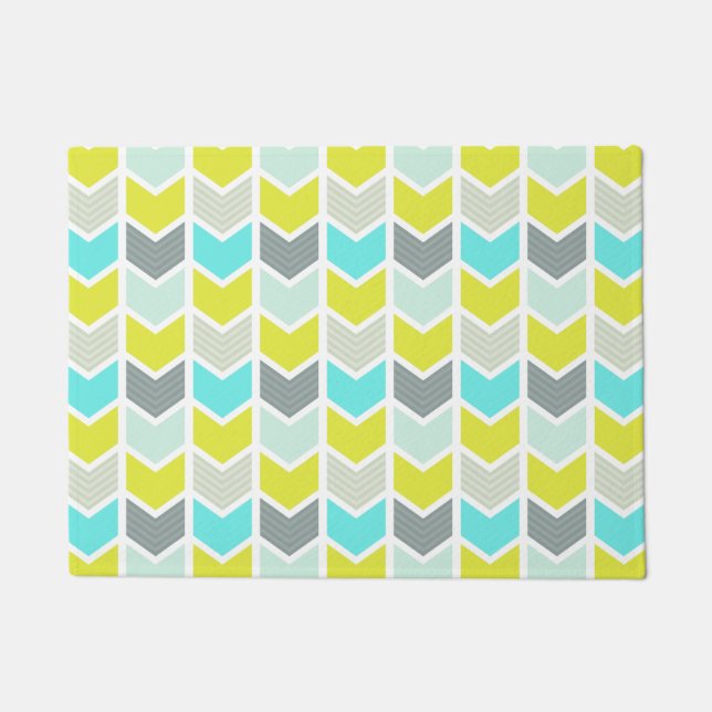 Tapete Teste padrão geométrico cinzento amarelo azul de (Frente)