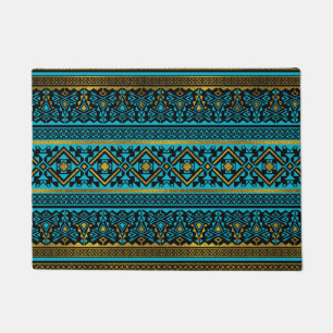 Tapete Teste padrão mexicano do estilo - preto, cerceta
