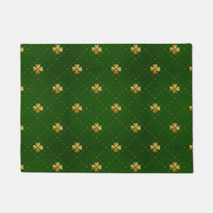 Tapete Teste padrão verde dourado do trevo