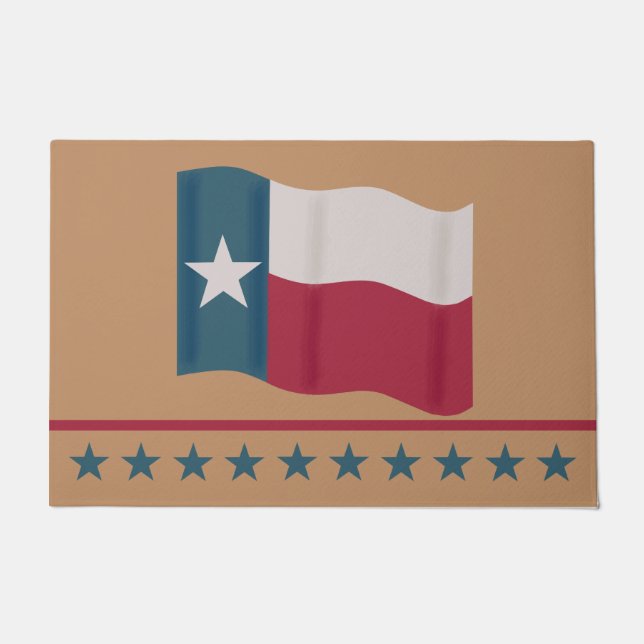 Tapete Texas Red White Blue Lone Star Flag Tan (Frente)