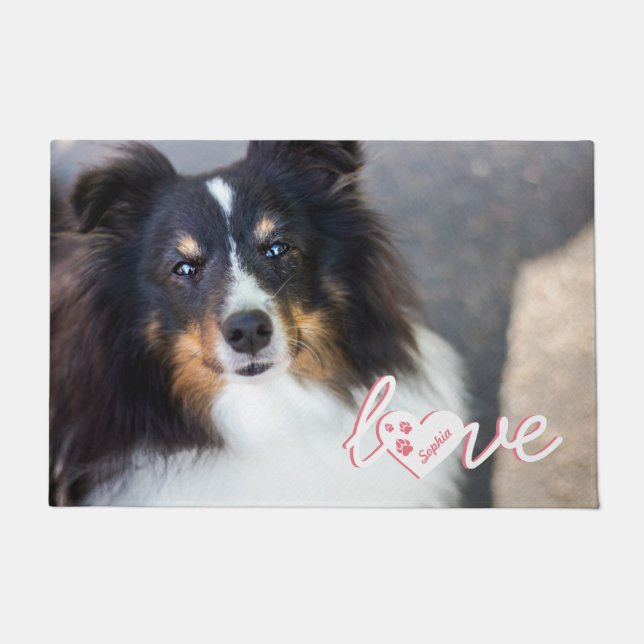 Tapete Texto Personalizado De Foto Pet E Amor Com Palavra (Frente)