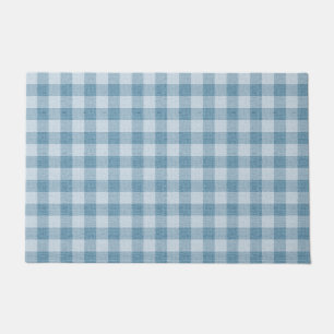 Tapete Textura de Linho Xadrez Búfalo Gingham Azul em Pó