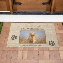 Textura personalizada de burlap com foto de cachor